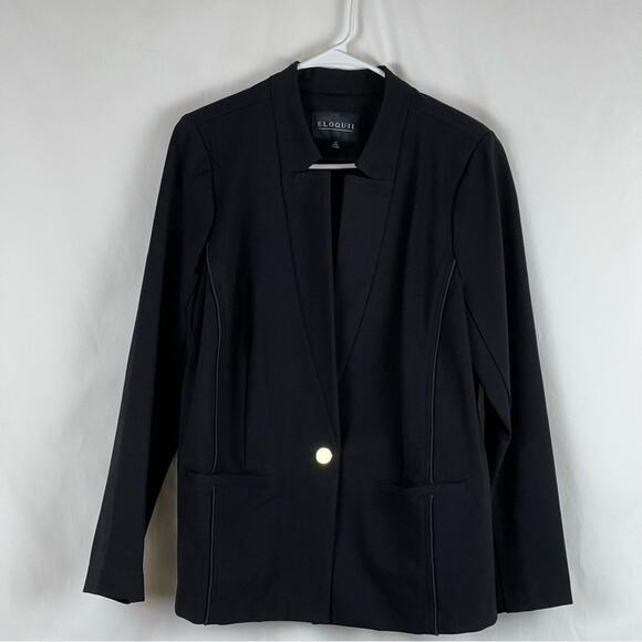 ELOQUII Black Dark Academia Minimalist Neutral Office Jacket Blazer NWOT Size 14 - Picture 3 of 12